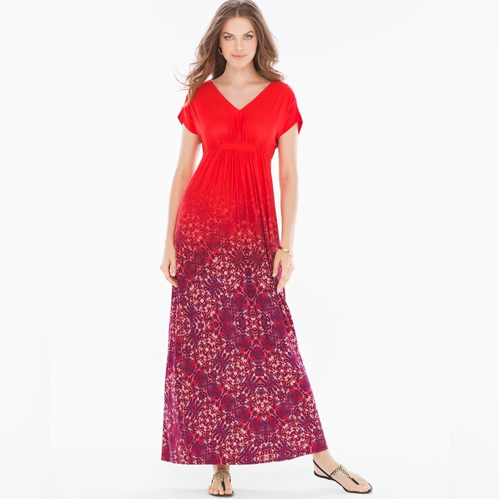 NWT! SOMA Grecian-Inspired Maxi Dress Tango Ombre Poppy in Women’s Medium